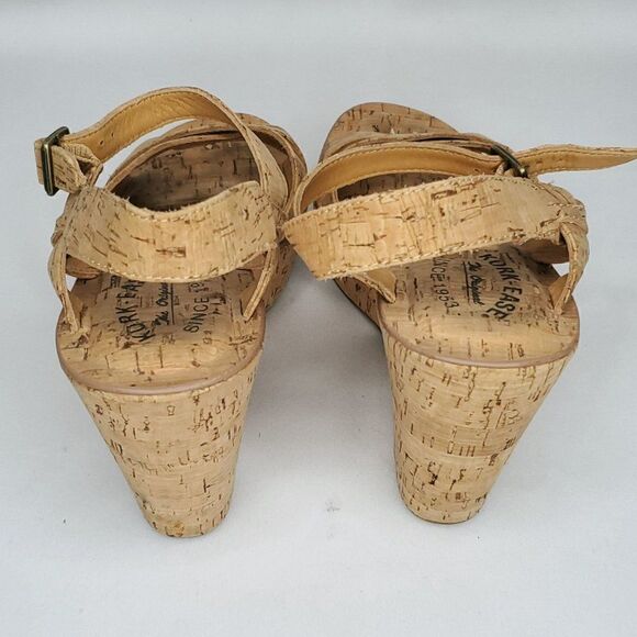 Kork Ease Ava Cork Leather Platform Wedge Sandal 9 Criss Cross Tan Brown - Picture 4 of 9